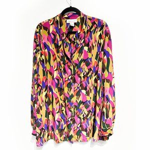 Vintage 80s Silk Assets Diane Von Furstenburg Size 2X Colorful Geometric Print